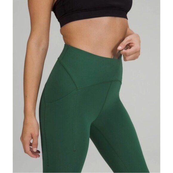 NWT Lululemon Power Thru High Rise Tight Legging 4 Evergreen 25" Pocket - Picture 2 of 12